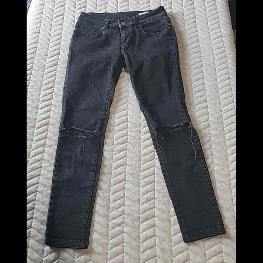 Anine Bing Jeans Women Distressed Black Skinny Jeans Size 24